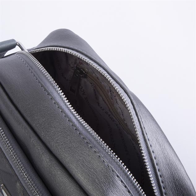 Nas Bag Kadın Kapitone Çok Cepli Çapraz Çanta Gri Yıkamalı