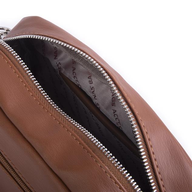 Nas Bag Kadın Kapitone Çok Cepli Çapraz Çanta Taba Yıkamalı 