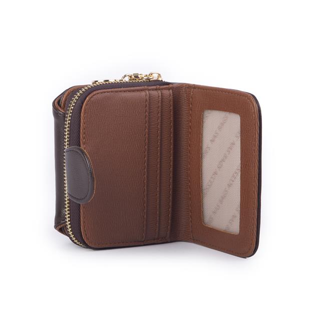 Nas Bag Kadın Kartlık Kağıt ve Demir Para ile Fotoğraflıklı Çok Fonksiyonlu Midi Boy Cüzdan  Kahve Nero (en:11 cm boy: 8 cm )