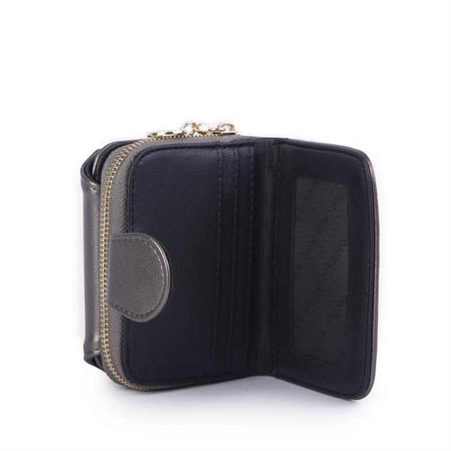 Nas Bag Kadın Kartlık Kağıt ve Demir Para ile Fotoğraflıklı Çok Fonksiyonlu Midi Boy Cüzdan Gri Nero (en:11 cm boy: 8 cm )