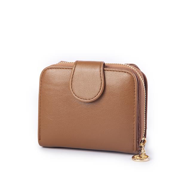Nas Bag Kadın Kartlık Kağıt ve Demir Para ile Fotoğraflıklı Çok Fonksiyonlu Midi Boy Cüzdan  Taba Nero (en:11 cm boy: 8 cm )