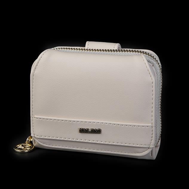 Nas Bag Kadın Kartlık Kağıt ve Demir Para ile Fotoğraflıklı Çok Fonksiyonlu Midi Boy Cüzdan Krem  Dona (en:11 cm boy: 8 cm )