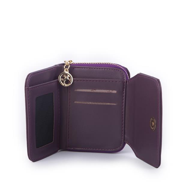 Nas Bag Kadın Kartlık Kağıt ve Demir Para ile Fotoğraflıklı Çok Fonksiyonlu Midi Boy Cüzdan Mor Dona (en:11 cm boy: 8 cm )