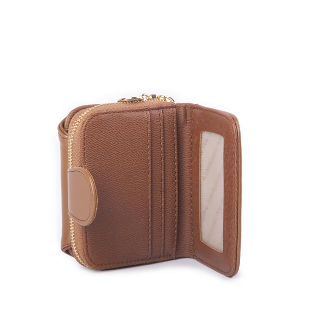 Nas Bag Kadın Kartlık Kağıt ve Demir Para ile Fotoğraflıklı Çok Fonksiyonlu Midi Boy Cüzdan  Taba Nero (en:11 cm boy: 8 cm )