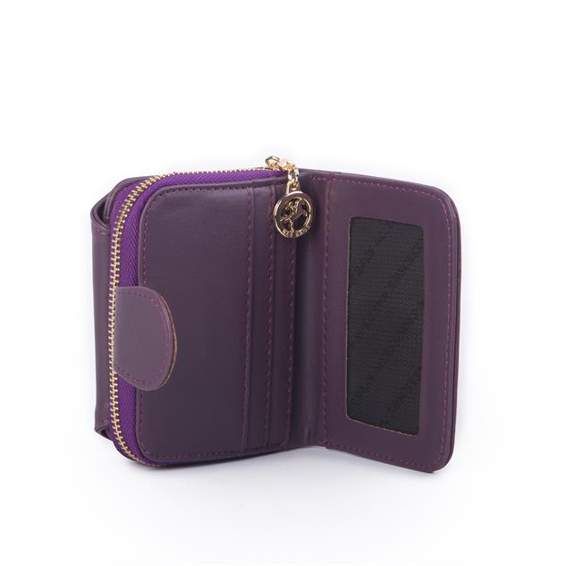 Nas Bag Kadın Kartlık Kağıt ve Demir Para ile Fotoğraflıklı Çok Fonksiyonlu Midi Boy Cüzdan Mor Dona (en:11 cm boy: 8 cm )