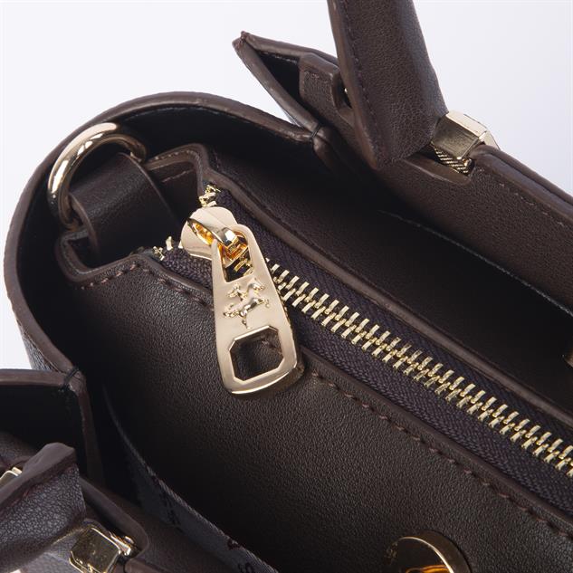 Nas Bag Kadın Midiboy Şık Üç Bölmeli  El ve Çapraz Çanta  Kahve Liza (23x17 cm)