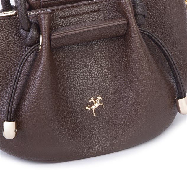 Nas Bag Kadın Mini Büzgülü Şık Çapraz Çanta Kahverengi