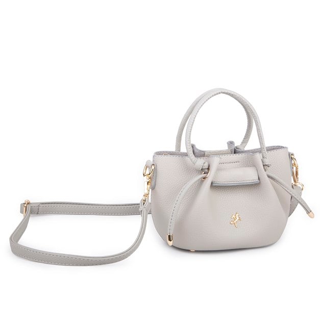 Nas Bag Kadın Mini Büzgülü Şık Çapraz Çanta Gri