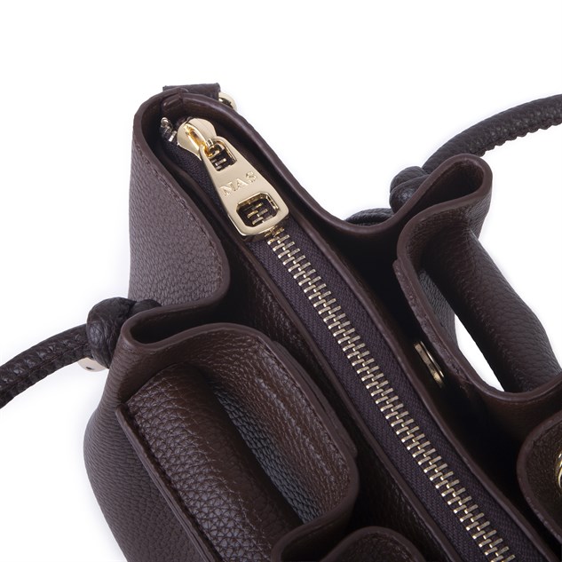 Nas Bag Kadın Mini Büzgülü Şık Çapraz Çanta Kahverengi