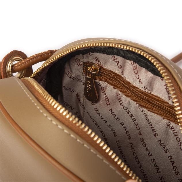 Nas Bag Kadın  Mini Çapraz Çanta Vizon Taba Luna (21x16x8 cm)