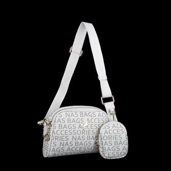 Nas Bag Kadın Mini Çapraz Çantası Beyaz  Yazılı