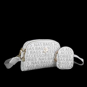 Nas Bag Kadın Mini Çapraz Çantası Beyaz  Yazılı