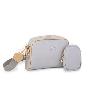 Nas Bag Kadın Mini Çapraz Çantası Gri Camel Gofraj