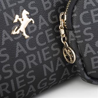 Nas Bag Kadın Mini Çapraz Çantası Siyah Yazılı