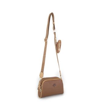Nas Bag Kadın Mini Çapraz Çantası Taba Camel Gofraj
