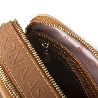 Nas Bag Kadın Mini Çapraz Çantası Taba Camel Gofraj