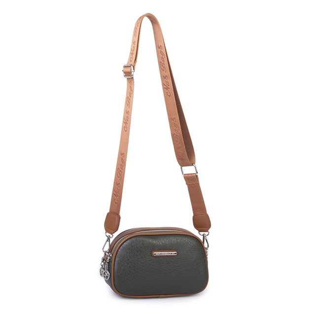 Nas Bag Kadın Mini Çapraz Çift Gözlü Çanta Haki Taba Victoria