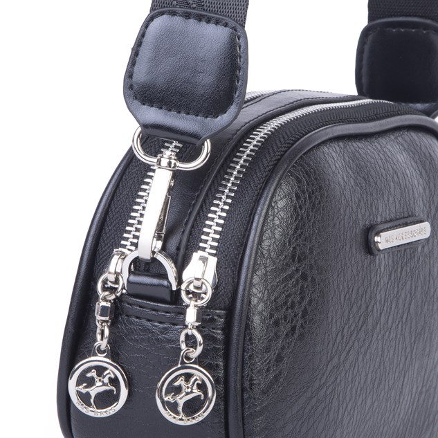 Nas Bag Kadın Mini Çapraz Çift Gözlü Çanta Siyah Victoria