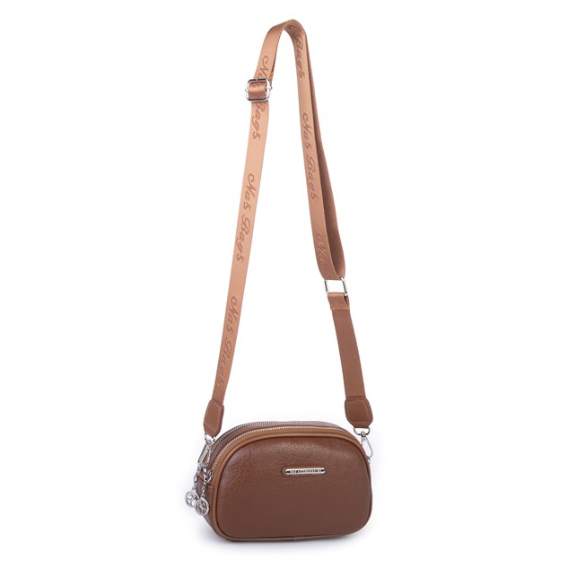 Nas Bag Kadın Mini Çapraz Çift Gözlü Çanta Taba Victoria