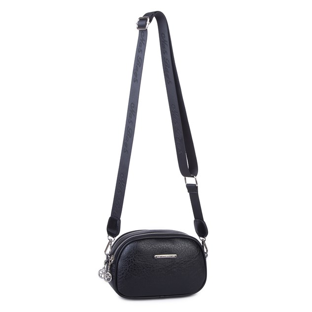 Nas Bag Kadın Mini Çapraz Çift Gözlü Çanta Siyah Victoria