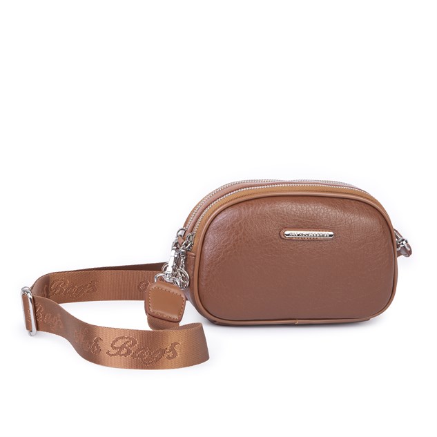 Nas Bag Kadın Mini Çapraz Çift Gözlü Çanta Taba Victoria