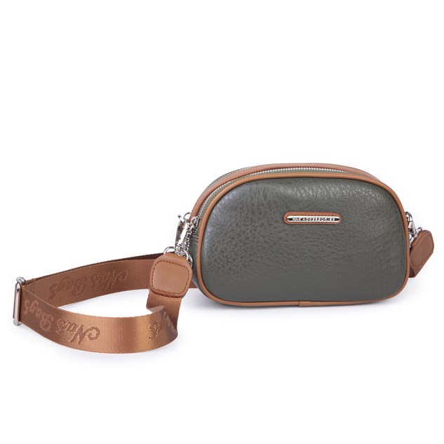 Nas Bag Kadın Mini Çapraz Çift Gözlü Çanta Haki Taba Victoria