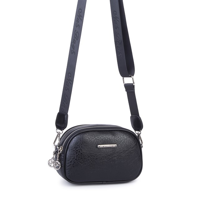 Nas Bag Kadın Mini Çapraz Çift Gözlü Çanta Siyah Victoria