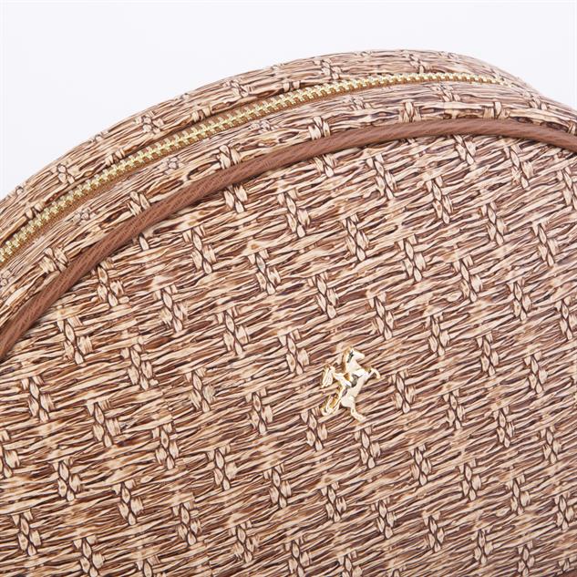 Nas Bag Kadın  Mini Çapraz Hasır Görünümlü  Çanta  Vizon Hasır  (21x16x8 cm)