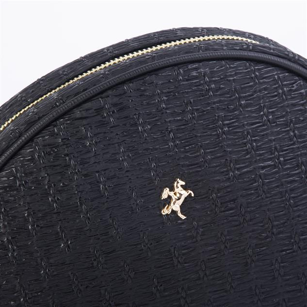 Nas Bag Kadın  Mini Çapraz Hasır Görünümlü  Çanta  Siyah  Hasır (21x16x8 cm)
