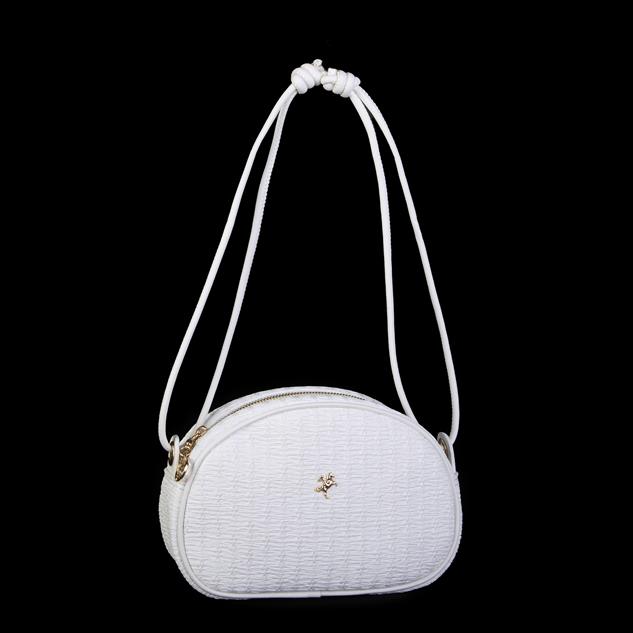 Nas Bag Kadın  Mini Çapraz Hasır Görünümlü  Çanta  Beyaz Hasır  (21x16x8 cm)