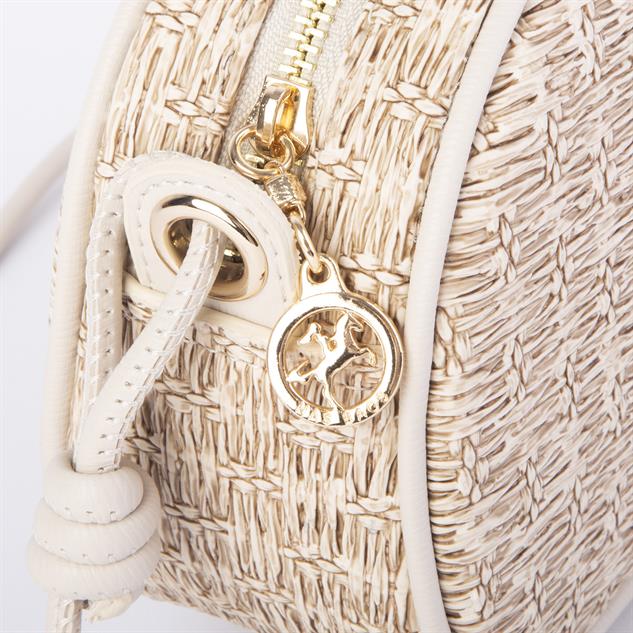 Nas Bag Kadın  Mini Çapraz Hasır Görünümlü  Çanta  Kum Hasır (21x16x8 cm)