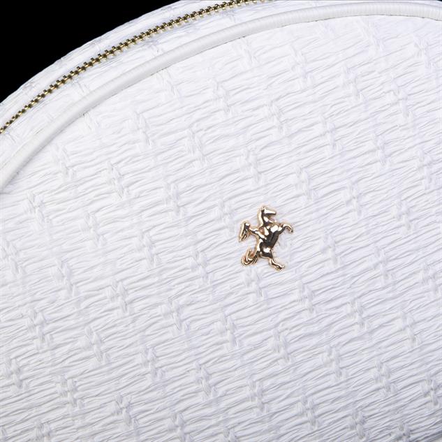 Nas Bag Kadın  Mini Çapraz Hasır Görünümlü  Çanta  Beyaz Hasır  (21x16x8 cm)