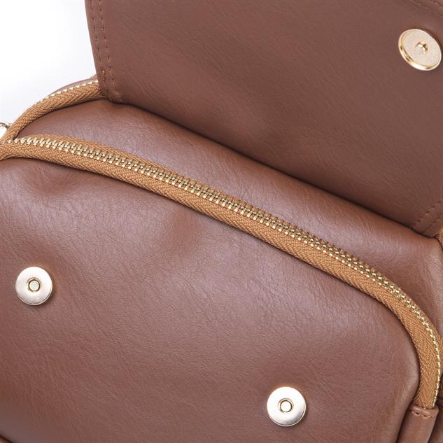 Nas Bag Kadın Mini Çok Gözlü El ve Çapraz Çanta Taba