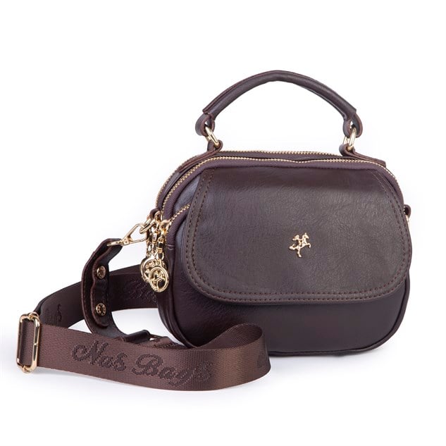 Nas Bag Kadın Mini Çok Gözlü El ve Çapraz Çanta Kahve