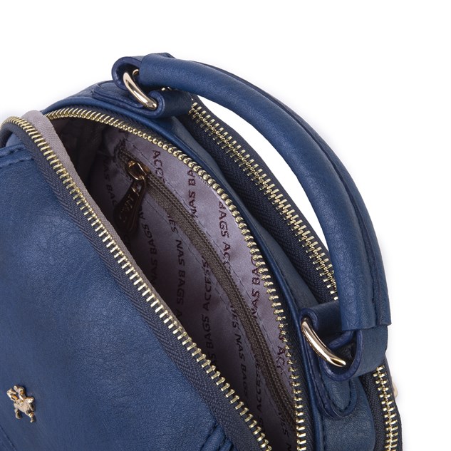 Nas Bag Kadın Mini Çok Gözlü El ve Çapraz Çanta Lacivert