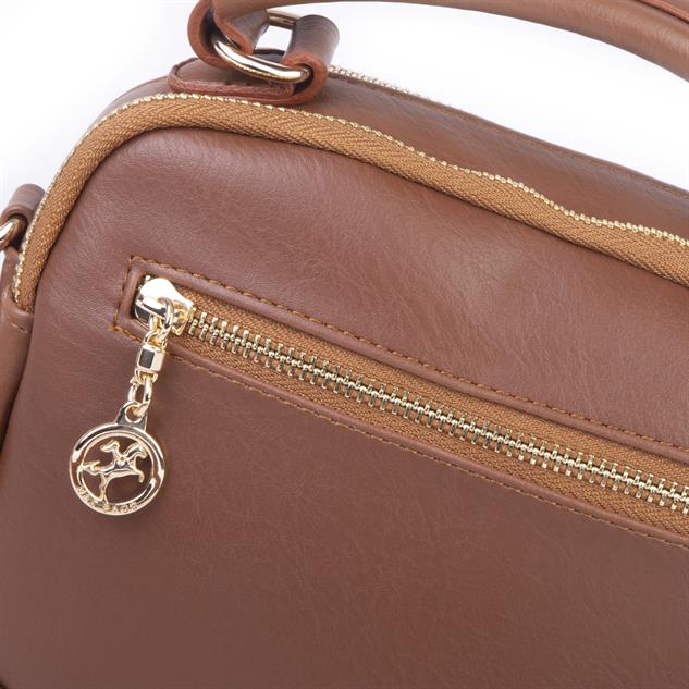 Nas Bag Kadın Mini Çok Gözlü El ve Çapraz Çanta Taba