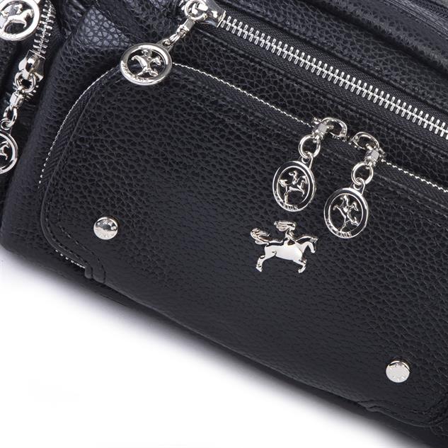 Nas Bag Kadın Mini Çok Gözlü Spor Şık Çanta ( en :25 cm , boy: 16 cm ) Siyah Lopez