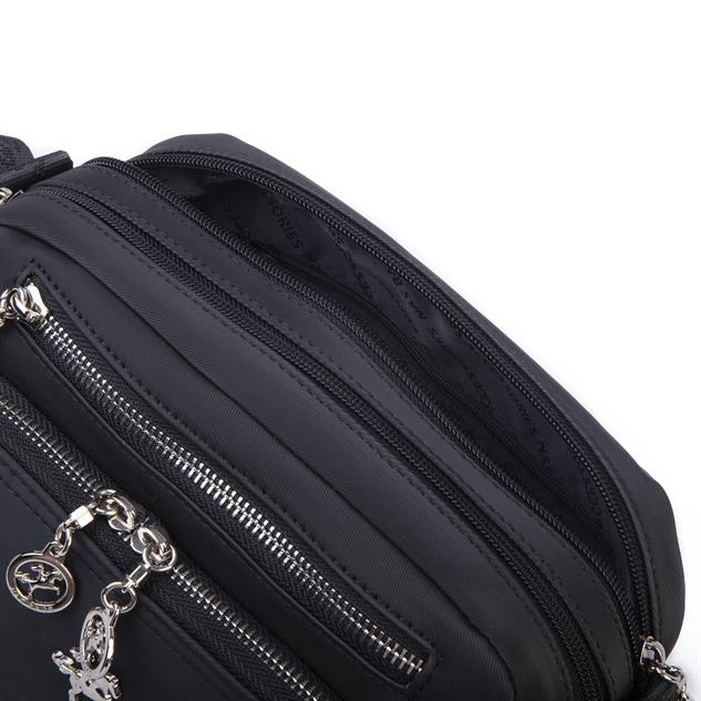 Nas Bag Kadın Mini Çok Gözlü Spor Şık Çanta ( en :25 cm , boy: 16 cm ) Siyah Buzzy