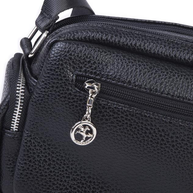 Nas Bag Kadın Mini Çok Gözlü Spor Şık Çanta ( en :25 cm , boy: 16 cm ) Siyah Lopez
