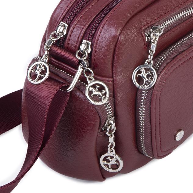 Nas Bag Kadın Mini Çok Gözlü Spor Şık Çanta ( en :25 cm , boy: 16 cm ) Bordo Victoria
