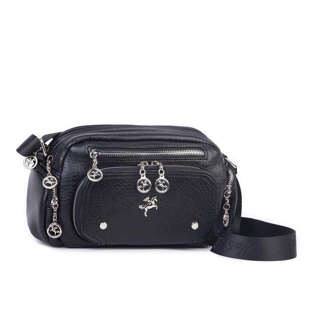 Nas Bag Kadın Mini Çok Gözlü Spor Şık Çanta ( en :25 cm , boy: 16 cm ) Siyah Victoria