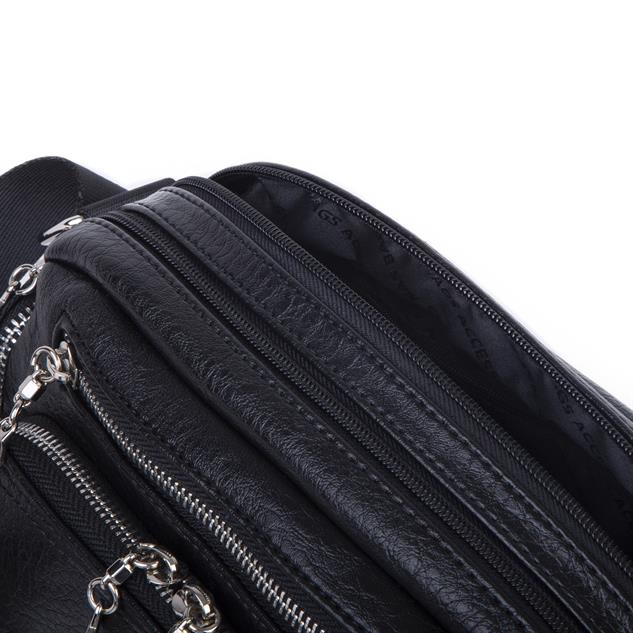 Nas Bag Kadın Mini Çok Gözlü Spor Şık Çanta ( en :25 cm , boy: 16 cm ) Siyah Victoria