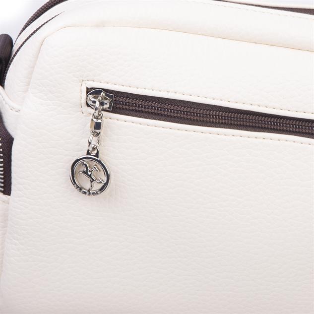 Nas Bag Kadın Mini Çok Gözlü Spor Şık Çanta ( en :25 cm , boy: 16 cm ) Krem Kahve Lopez