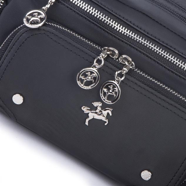 Nas Bag Kadın Mini Çok Gözlü Spor Şık Çanta ( en :25 cm , boy: 16 cm ) Siyah Buzzy