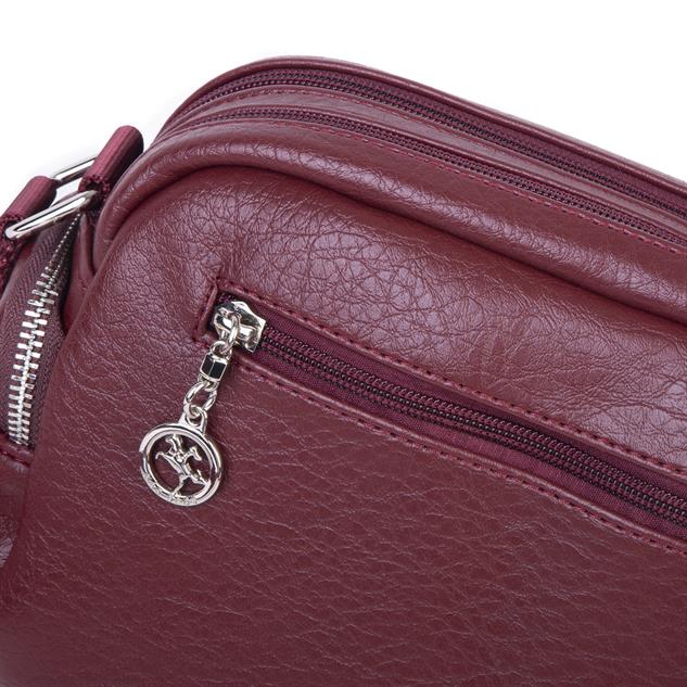 Nas Bag Kadın Mini Çok Gözlü Spor Şık Çanta ( en :25 cm , boy: 16 cm ) Bordo Victoria