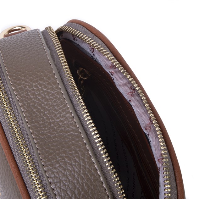 Nas Bag Kadın Mini Cüzdanlı Omuz ve Çapraz Çanta Vizon Taba Lopez