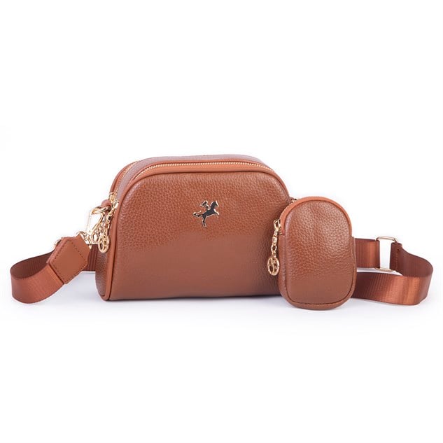 Nas Bag Kadın Mini Cüzdanlı Omuz ve Çapraz Çanta Taba Victoria