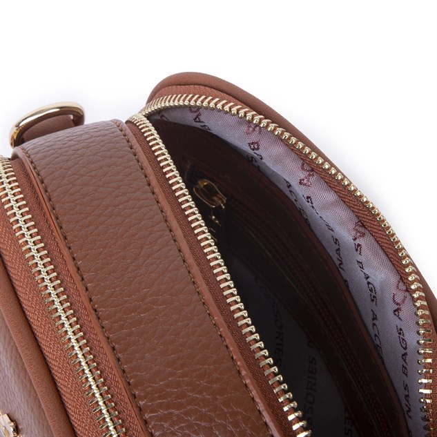 Nas Bag Kadın Mini Cüzdanlı Omuz ve Çapraz Çanta Taba Victoria