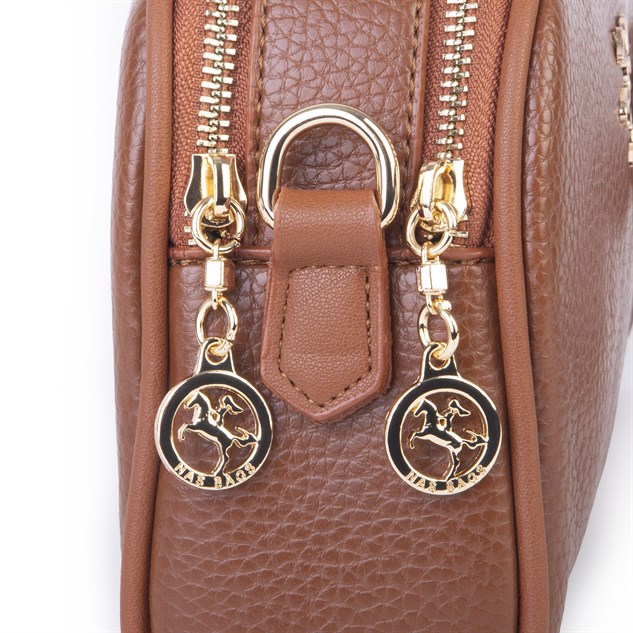 Nas Bag Kadın Mini Cüzdanlı Omuz ve Çapraz Çanta Taba Victoria