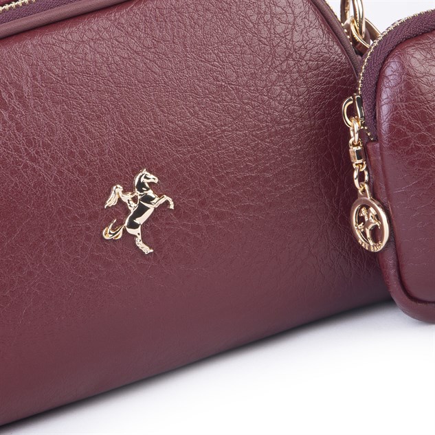 Nas Bag Kadın Mini Cüzdanlı Omuz ve Çapraz Çanta Bordo Victoria